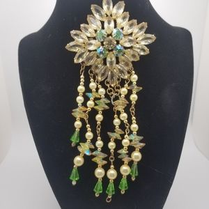 Vintage AB Glass Rhinestones trailing brooch